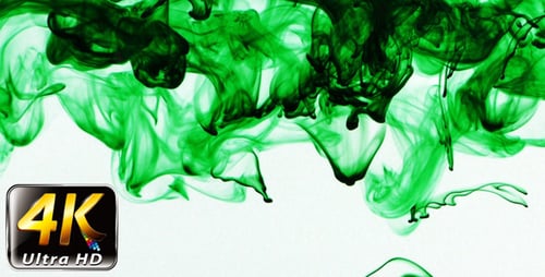 Swirling Green Ink on a White Background