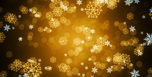 Golden Sparkling Snowflakes Winter Holiday Celebration Background Loop
