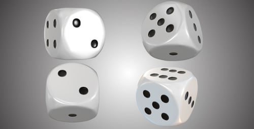 Animated 3D Dice Rotating Loop with Alpha Channel