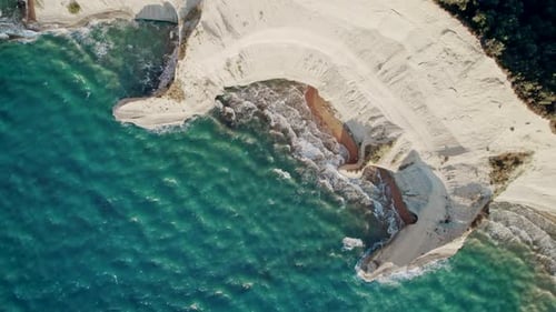 Aerial Drone View of Cape Drastis Cliffs in Sunny Day