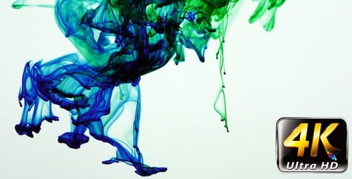 Blue and Green Ink Plumes Descending