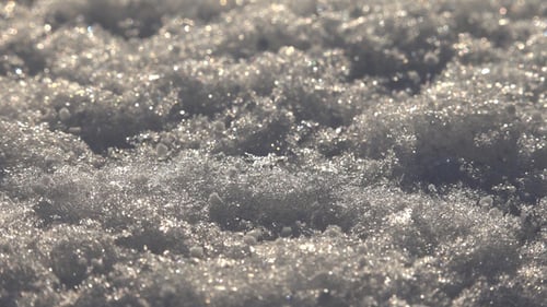 Close Up of Sparkling Snow in Winter Sunlight