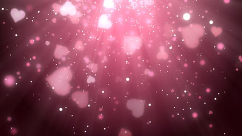 Romantic Glowing Hearts and Particle Celebration Background