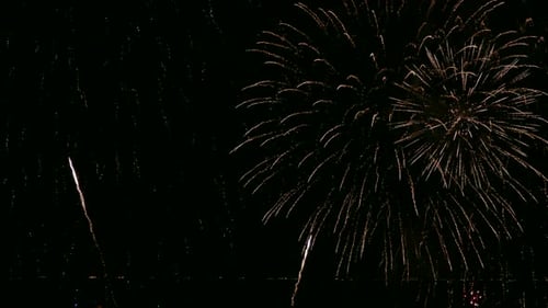 Colorful Fireworks Exploding at Night over City