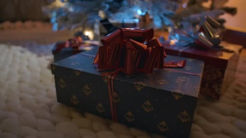 Christmas Gifts under Tree at Night