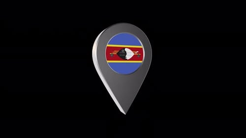 Rotating 3D Location Pin with Eswatini Flag