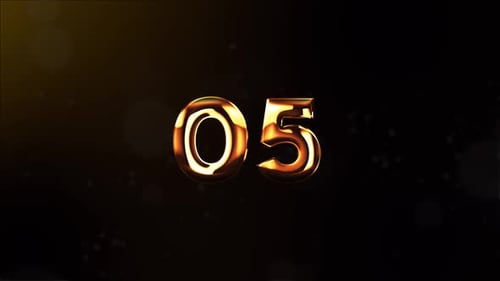 Golden Glossy 3D Countdown with Glowing Numbers
