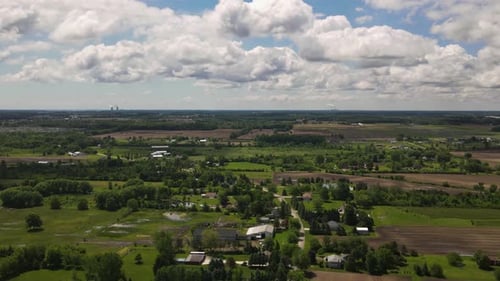 Aerial View of Rural Landscape on a Sunny Day