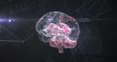 Futuristic Rotating Brain With Digital Neural Network