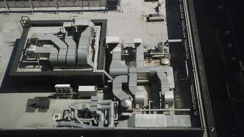 Serviced Roof of Industrial Building with Ventilation System and Growing Plants