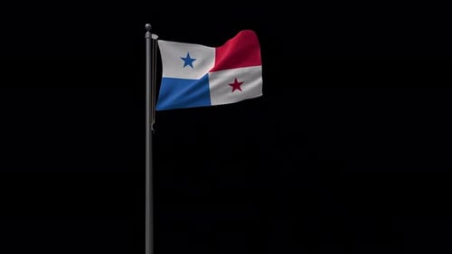 Waving Flag of Panama Animation on Black Background