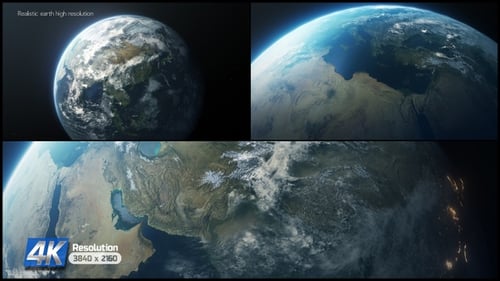 Realistic Rotating Planet Earth from Space