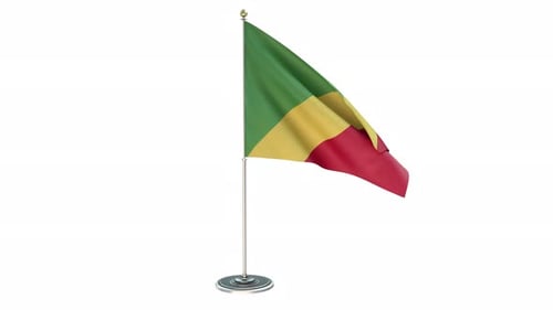 Republic of the Congo National Flag Waving Animation on Desk Pole