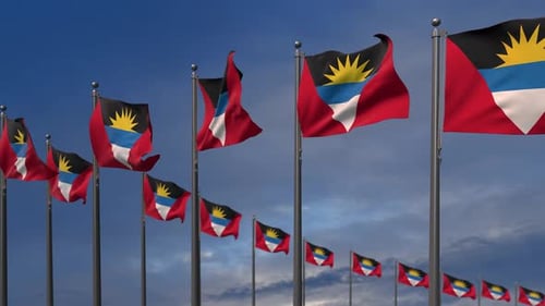 Antigua and Barbuda National Flags Waving Loop for Identity