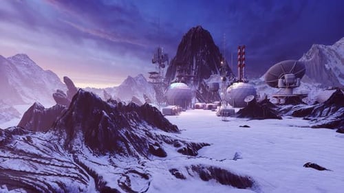 Base spatiale au milieu des montagnes