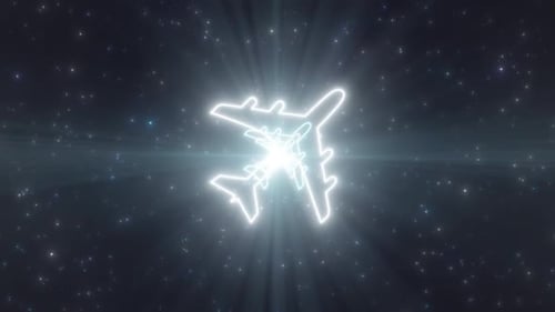 Glowing Neon Airplane Outline Travel Animation