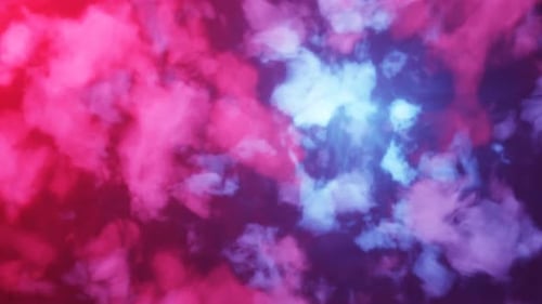 Animation of flying through space glowing nebula, clouds and stars field