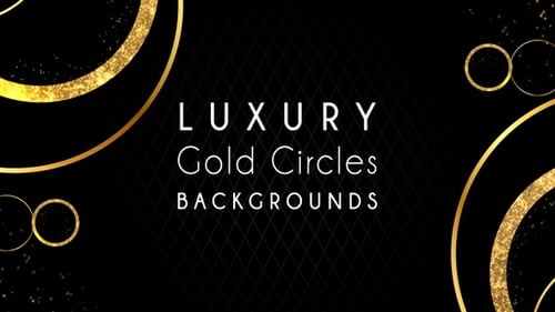 Elegant Golden Circles and Sparkling Particles Abstract Background