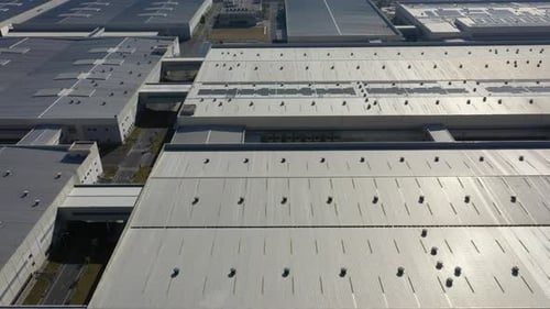 Factory building in city