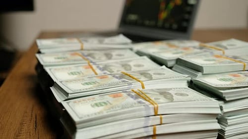 Stacks of United States Currency Close Up