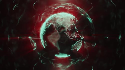 Digital Futuristic Spinning Earth in Space Loop