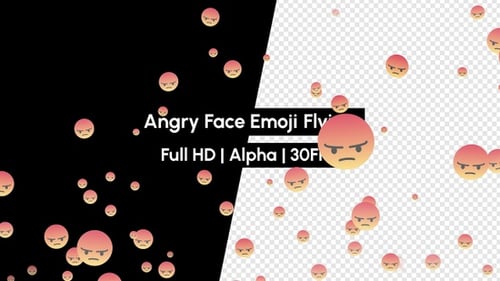 Flying Angry Face Emojis Social Media Overlay