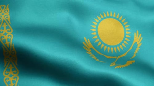 Realistic Waving Flag of Kazakhstan Loop