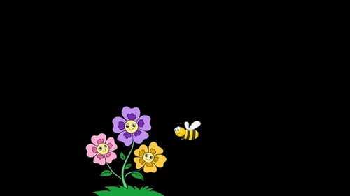 Honigbiene gegen Blumen Happy Dance Cartoon-Animation