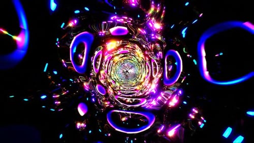 Animação 3D em loop HD. Linhas de neon abstratas se movem no espaço. Fundo futurista. Tráfego neon