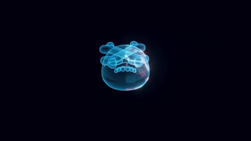 Stylized Human Skull And Bones Hologram 4k