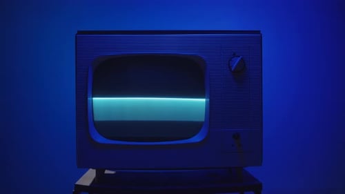 Retro Television Set with Blue Light
