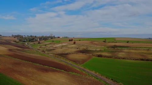 Aerial View of Farmland on Sunny Day