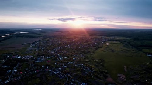 Aerial Summer View From Flying Drone of Plowed Field