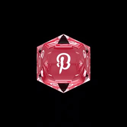 3D Rotating Pinterest Logo Hexagon with Transparent Effect