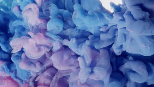 Abstract Ink Cloud of Blue and Pink