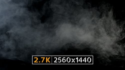White Smoke Flowing on Black Background