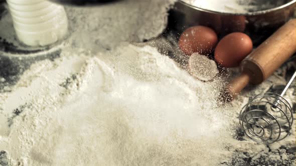 Flour Sifting in Kitchen for Baking Preparation, Stock Video — Envato