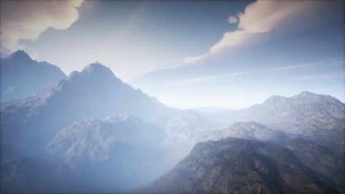 Volcano Crater Landscape with Fog