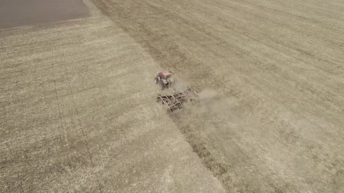 Tractor Processes the Field Before Sowing
