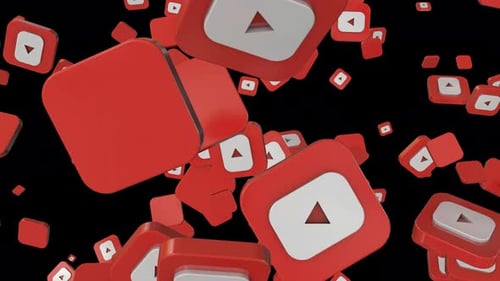 Animated Falling Red Play Button Icons