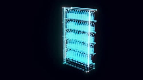 Market Shelf Water Hologram Rotating 4k