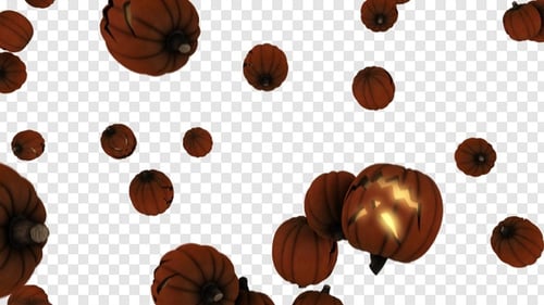 Animated Falling Jack-O'-Lantern Pumpkins on Transparent Background
