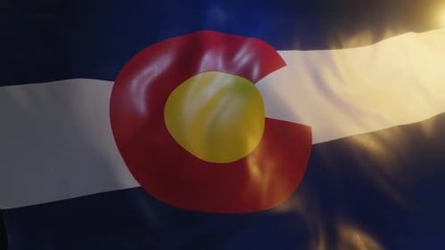 Realistic Waving Colorado State Flag Loop Animation