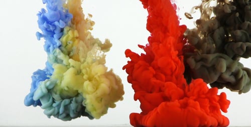 Colorful Paint Plumes Dissolving in Water