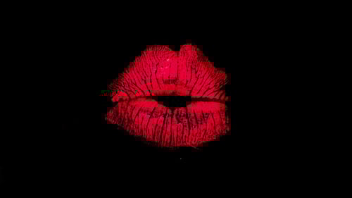 Animated Red Lipstick Kiss Print