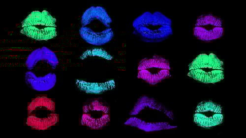 Dynamic Neon Lip Prints Animation Background