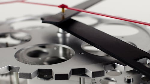 Mechanical Clock with Gears Moving in Close Up