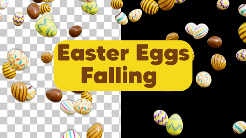 Falling 3D Chocolate and Decorative Easter Eggs