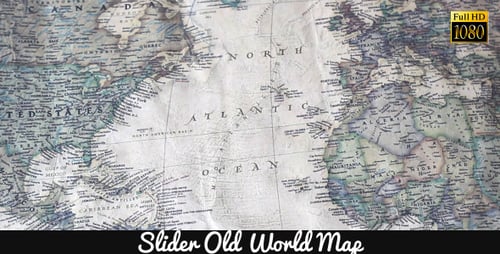 Vintage World Map with Atlantic Ocean Close Up