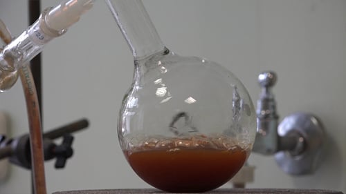 Chemical Liquid Boiling in Laboratory Flask